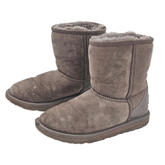 UGG Other - UGG Classic Short Shine Boots Dusted Cocoa Little Big Kid Size 2 Metallic Heel